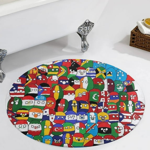 Countryball Round Carpet Circle Rug Outdoor Patio Area Rug Washable Large Area Rugs Hallway Room Decor Fitness Mats