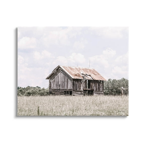 Countryside Cabin Rural Field Landscape Photograph Gallery Wrapped Canvas Print Wall Art