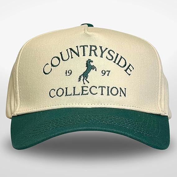 Countryside Collection Hat, Retro Embroidered Baseball Cap with Horse Graphic, Adjustable Unisex Dad Hat for Men and Women, Perfect for Outdoor Adventures, Travel, Hiking and Everyday Streetwear