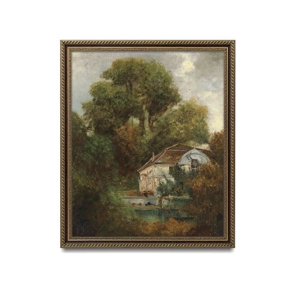 Countryside Cottage Rustic Landscape European House Nature Timeless Pastoral Rustic Landscape Wall Art Decor Unframed Paper Print