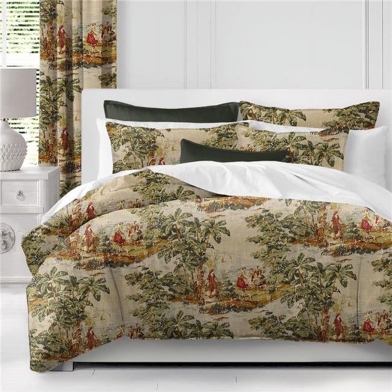 Countryside Red Cotton Twin Coverlet and Pillow Sham Set