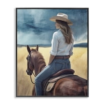 Countryside Cowgirl View Black Framed Giclee Art, design by Kim Allen