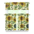 thumbnail image 1 of Countryside Floral Curtains 36 Inch - 3 Panel Rustic Farmhouse Set with Vintage Botanical Print, Boho Chic Rod Pocket Design for Kitchen Windows, 1 of 6