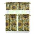 thumbnail image 1 of Countryside Floral Curtains 36 Inch - 3 Panel Rustic Farmhouse Set with Vintage Botanical Print, Boho Chic Rod Pocket Design for Kitchen Windows, 1 of 6