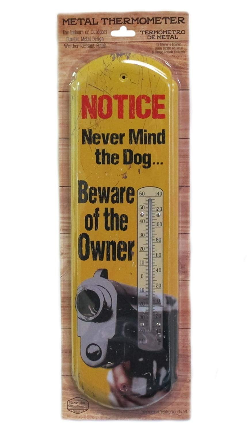 Countryside Never Mind The Dog Beware of The Owner Hanging Wall Thermometer