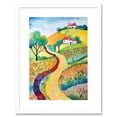 thumbnail image 1 of Countryside Path In Spring Folk Art Landscape Watercolour Painting Artwork Framed Print Wall Art 9X7 Inch, 1 of 5
