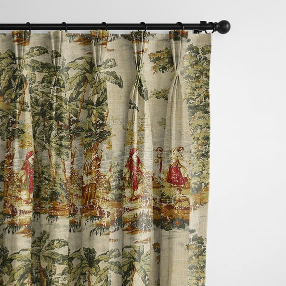 Countryside Red Pinch Pleat Drapery Panel - Pair 20"x120"