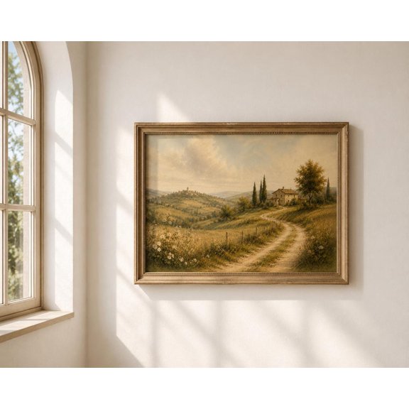 Countryside Reverie Tuscan Landscape, Unframed Paper Poster 8x10in