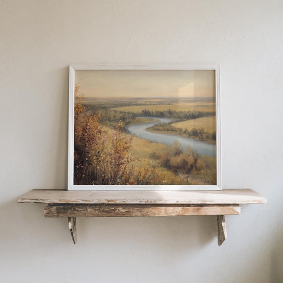 Countryside River Landscape Rustic Cottagecore Print Poster Vintage Countryside Rustic Decor Poster Farmhouse Poster E596, Unframed Canvas Size 16x24 F03.1.18l577