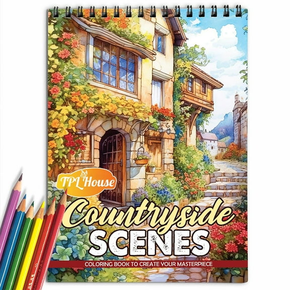 LBKHOUSE Garden Country Coloring Book Spiral Bound for Adults, Premium Cover