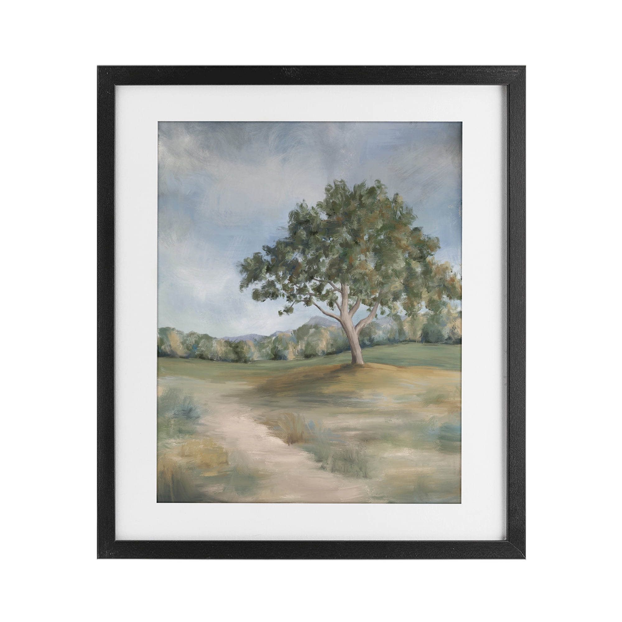 Countryside Tree Scenery Black Framed Print Under Glass, design by Leah Noel Art