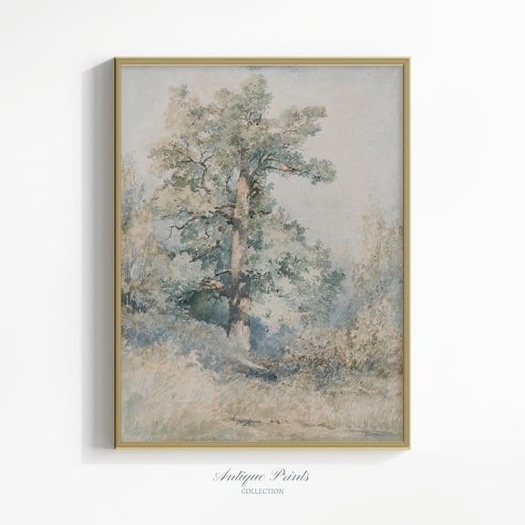 Countryside Vintage, Trees Landscape Antique Vertical Wall Art, Cottage Wall Decor, Nature Landscape Wall Art, Home Decor #295, 24x36 UNFRAMED