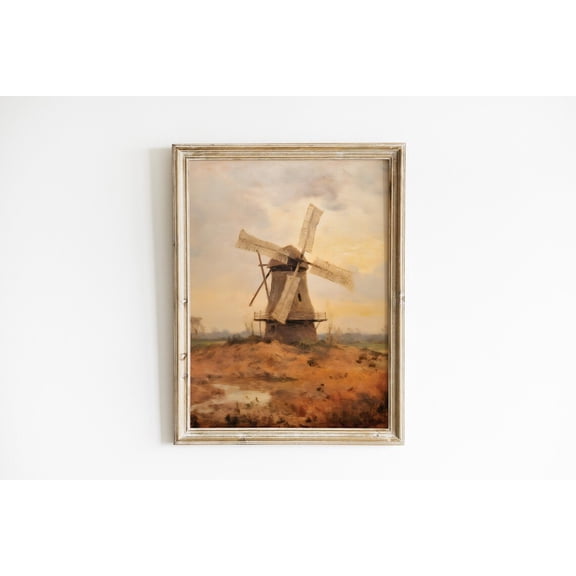 Countryside Windmill Farmhouse Unframed Paper Print