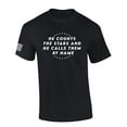 thumbnail image 1 of He Counts The Stars and Calls Them By Name Psalm 147:4 Bible Scripture Mens Christian Tshirt Jesus Cross Short Sleeve T-shirt Graphic Tee-Black-medium, 1 of 4