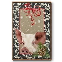 County Christmas Farm II - Framed Gallery Wrapped Holiday Canvas - 17 x 25 - Rosewood Frame