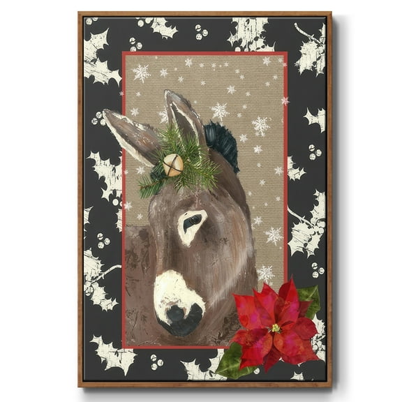 County Christmas Farm III - Framed Gallery Wrapped Holiday Canvas - 17 x 25 - Rosewood Frame