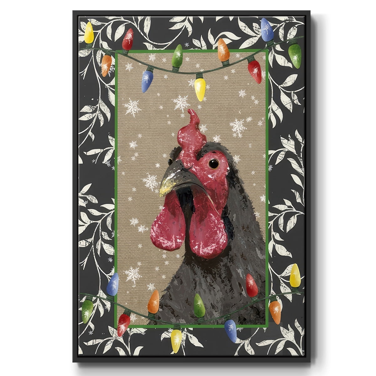 County Christmas Farm IV - Framed Gallery Wrapped Holiday Canvas - 17 x 25 - Black Frame