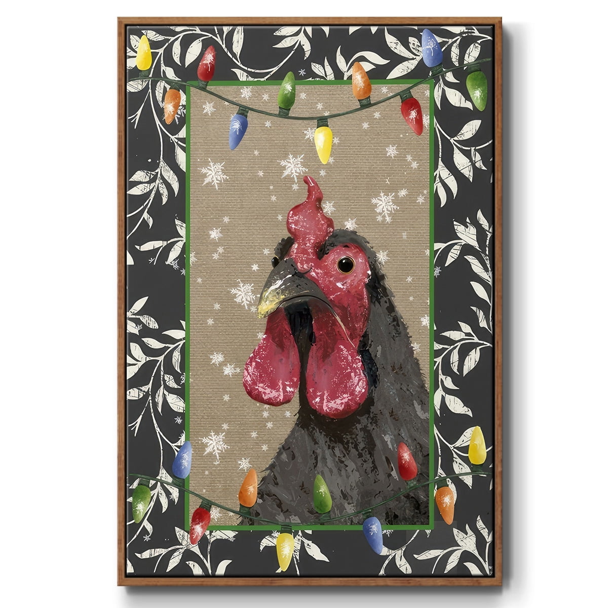 County Christmas Farm IV - Framed Gallery Wrapped Holiday Canvas - 17 x 25 - Rosewood Frame