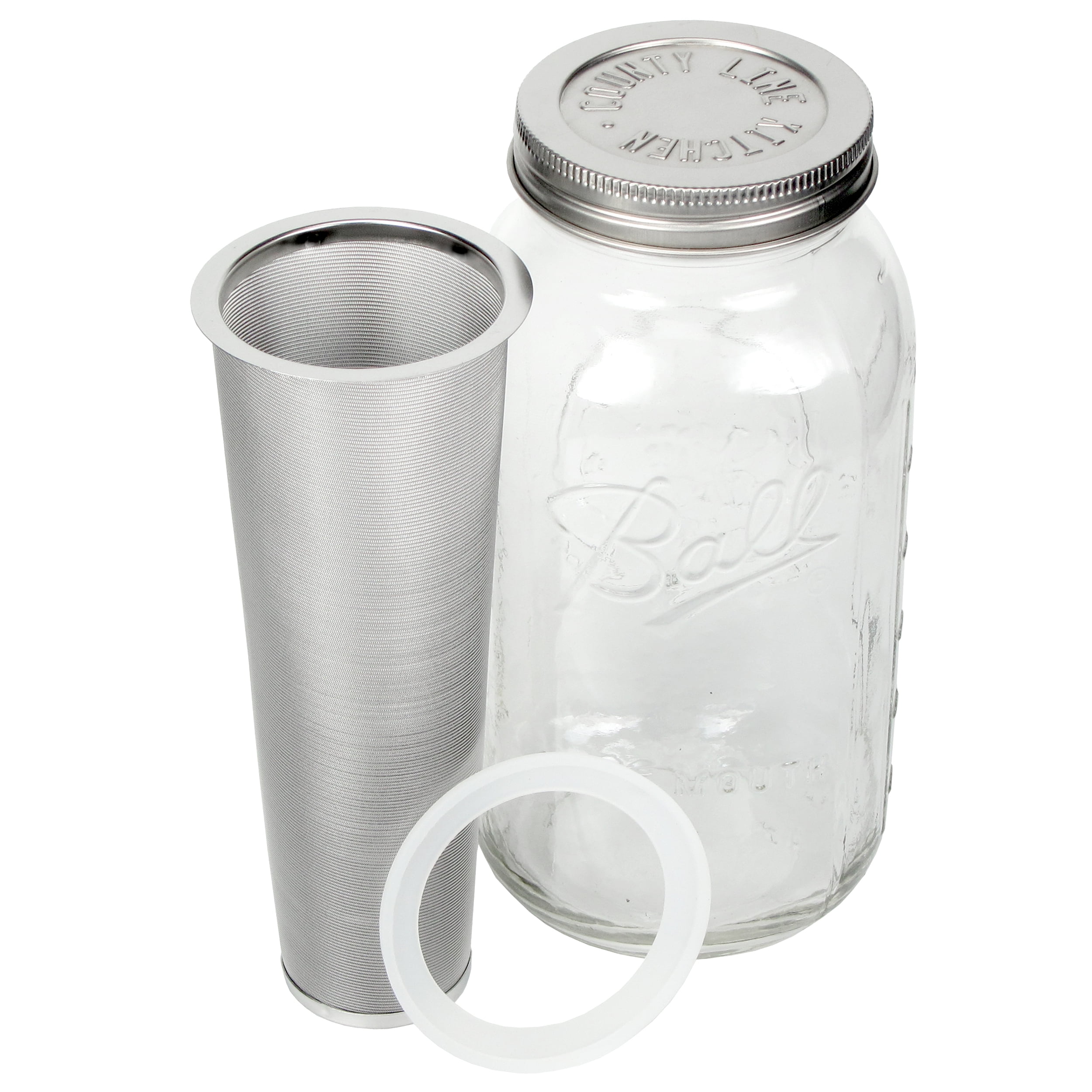 County Line Kitchen Mason Jar Cold Brew Coffee Maker, 2 Quart, with