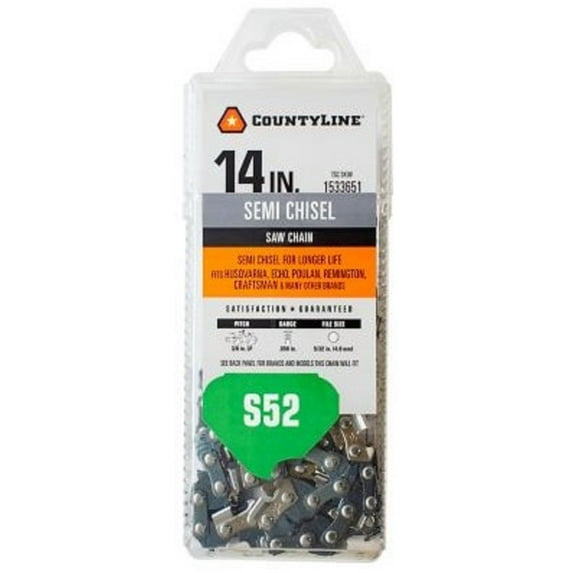 CountyLine 15052TSC Chainsaw Chain 14 Inch 52 Link Semi Chisel Steel