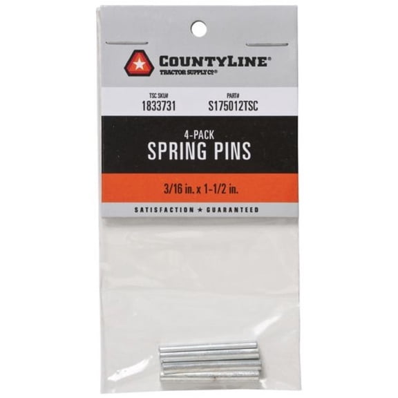 CountyLine 22KITA135 Spring Pins 3/16 Inch x 1-1/2 Inch Pack of 4