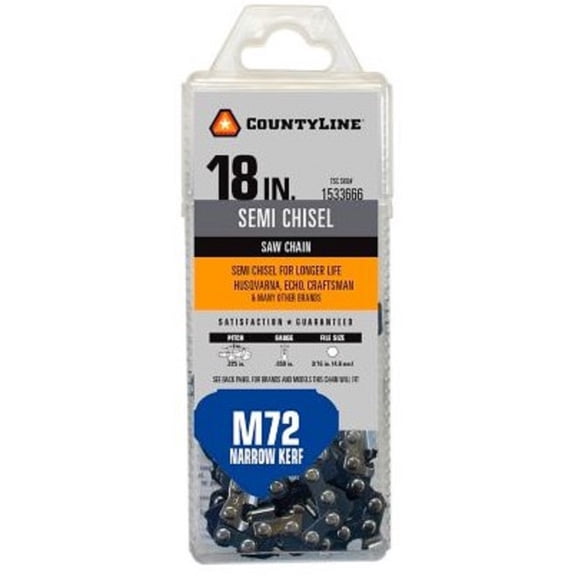 CountyLine 25072NKTSC Chainsaw Chain 18 Inch 72 Link Semi Chisel Steel