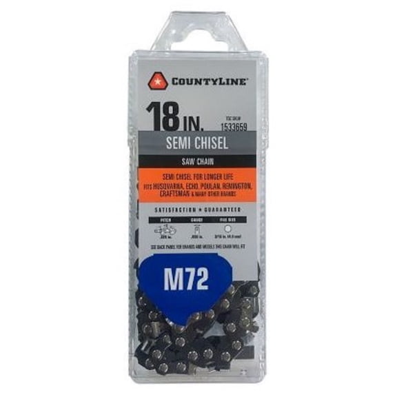 CountyLine 25072TSC Chainsaw Chain 18 Inch 72 Link Semi Chisel Steel