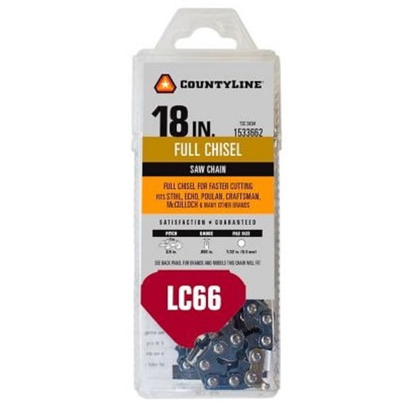 CountyLine 85066NSTSC Chainsaw Chain 18 Inch 66 Link Full Chisel Steel