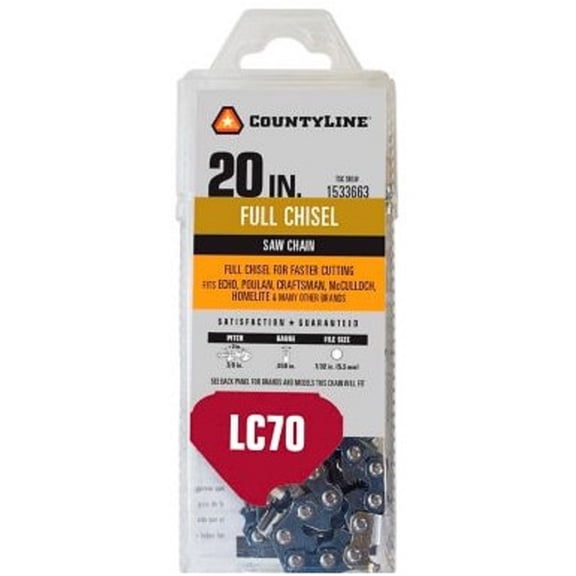 CountyLine 85070NSTSC Chainsaw Chain 20 Inch 70 Link Full Chisel Steel