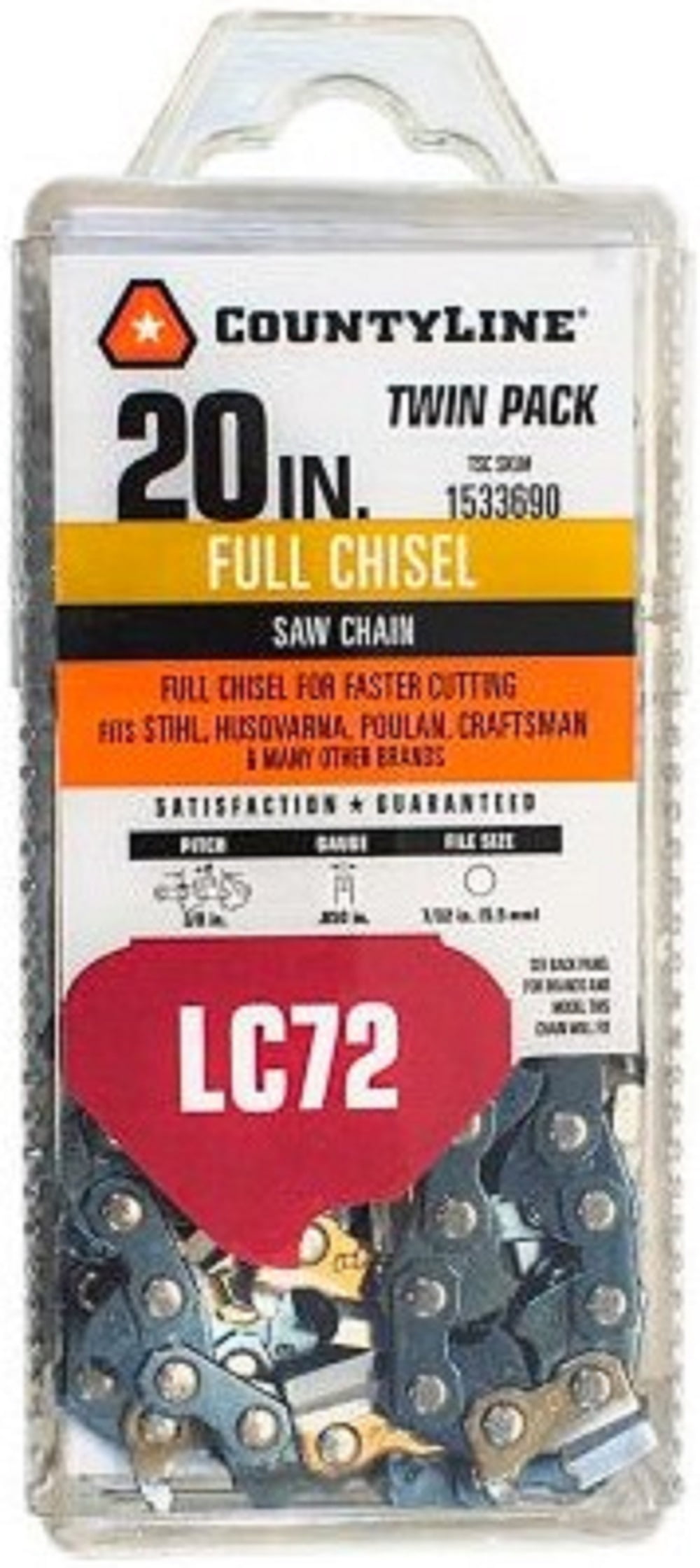 CountyLine 85072NSX2TSC Chainsaw Chains 20 Inch 72 Link Full Chisel 2