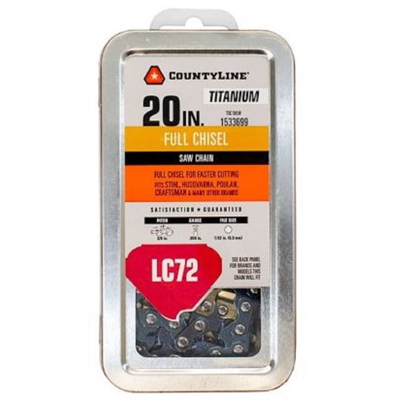 CountyLine T85072NSTSC Chainsaw Chain 20 Inch 72 Link Titanium Steel