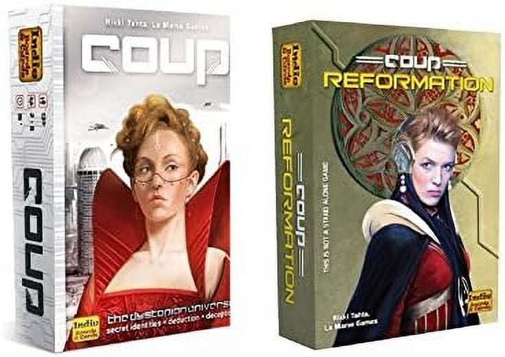 Coup Game Bundle Including Coup (The Dystopian Universe) and Coup Reformation Expansion by Indie Boards and Cards (2 Items)