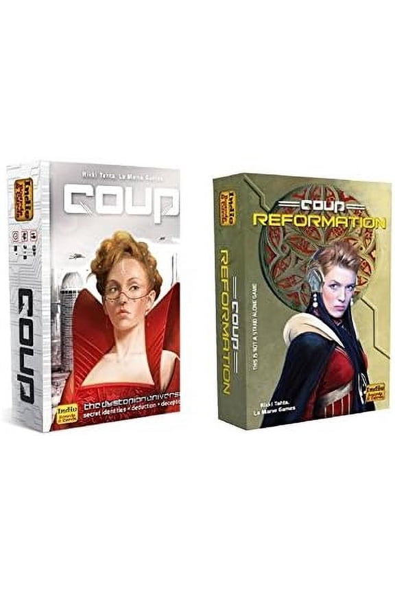 Coup Game Bundle Including Coup (The Dystopian Universe) and Coup Reformation Expansion by Indie Boards and Cards (2 Items)