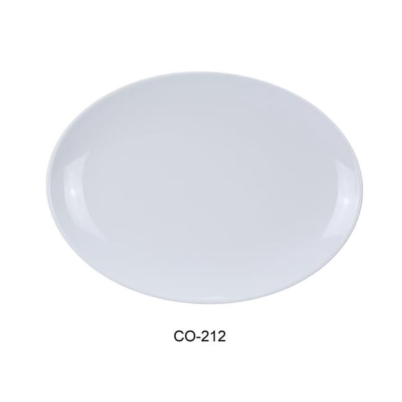 Coupe Pattern Oval Platter - Melamine, White - 12 x 8.5 in. - Pack of 12