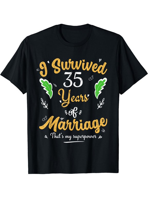 Couple 35th Anniversary I Survived 35 Years of Marriage T-Shirt, Unisex T-Shirt