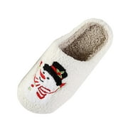Couple Autumn Winter Christmas Snowman Warm Cotton Slippers Lovers Men And Women Thick Sole Soft Sole Non Slip Cute Long House Slippers Women Women Fuzzy Slippers Size 11 Womens Indoor Slippers Cute
