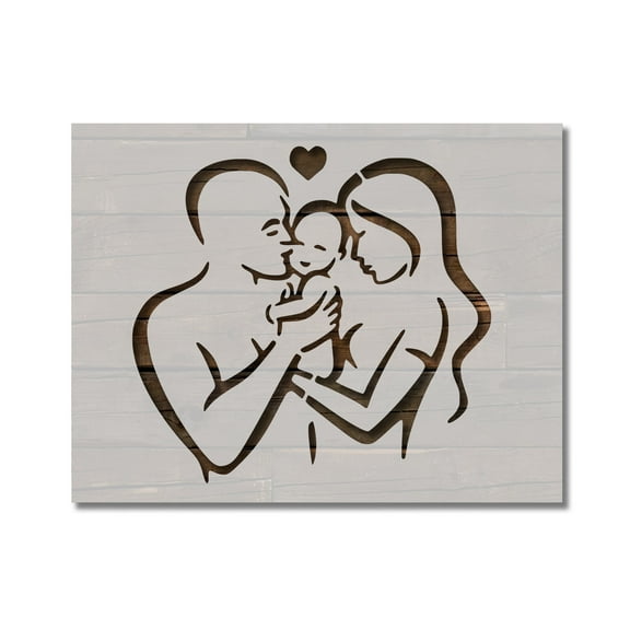 Couple Baby Heart Family NewBorn Love Heart Stencil Template Reusable 8.5 x 11 for Painting on Walls, Wood, Etc. By Stencilville