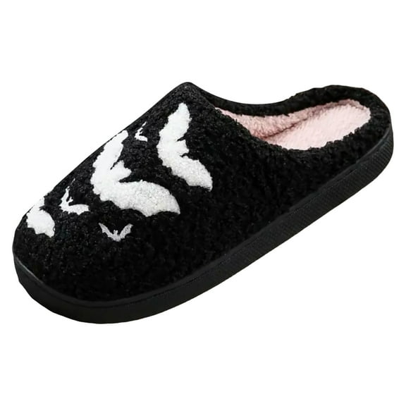 Couple Bat Cartoon Slippers for Women Soft Sole Quirky Large Size Warm Dinosaur Slippers for Women Padded Cotton Slippers Slippers with Arch Support for Women Microwavable Slippers