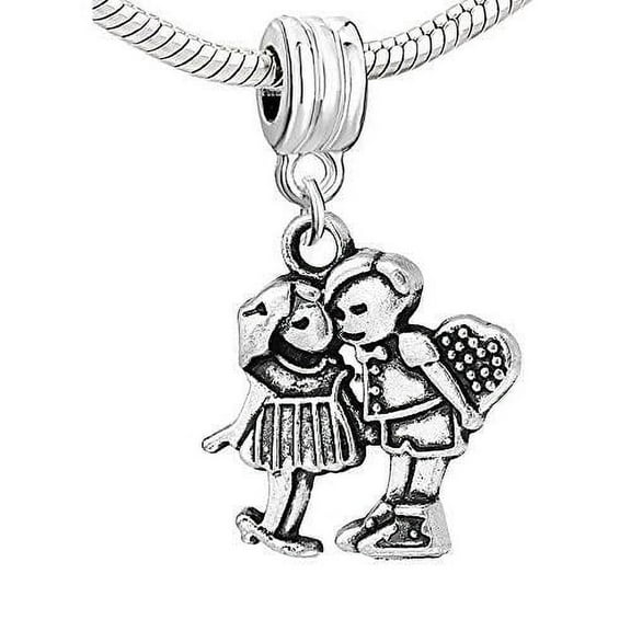 Couple Boyfriend and Girlfriend in Love Charm Spacer European Bead Compatible for Most European Snake Chain Bracelet