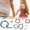 thumbnail image 1 of Couple Bracelet under $5! Yannianjz Frosted White Turquoise Couple Bracelets, Magnetic Heart Shape Stone Bracelet for Men and Women, Natural Crystal Magnetic Matching Jewelry Gift, 1 of 9