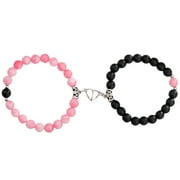COXEER Couple Bracelet Beaded Magnetic 2PCS 8mm Relationship Bracelet Matching Bracelet