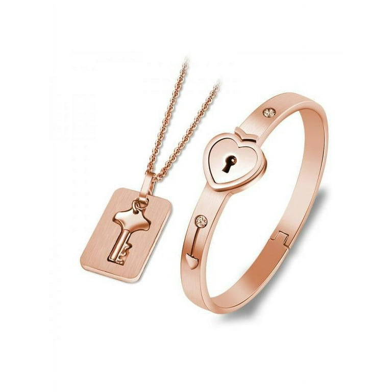 Couples lock and key bracelet set store