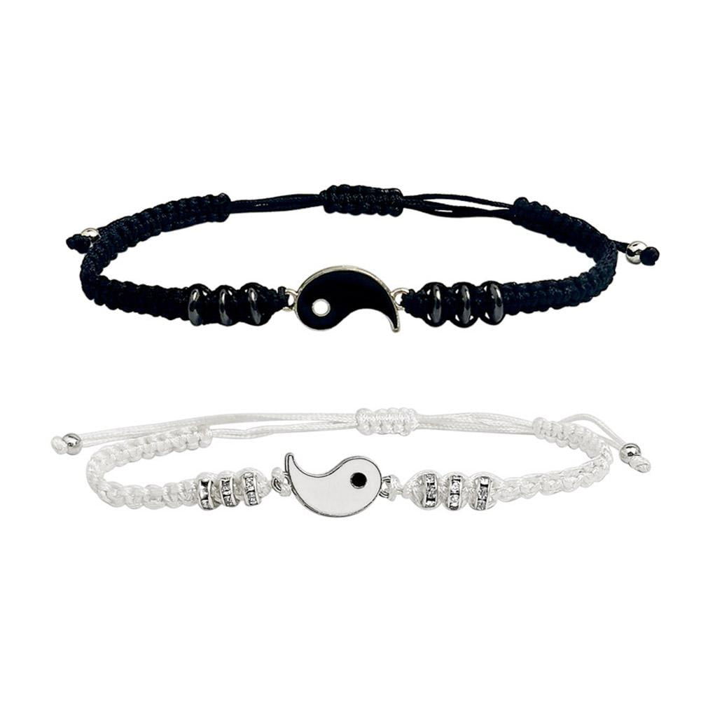 Set Pulsera Y Collar Yin Yang Para Parejas O Amigos ¡Símbolo De Conexión Especial!