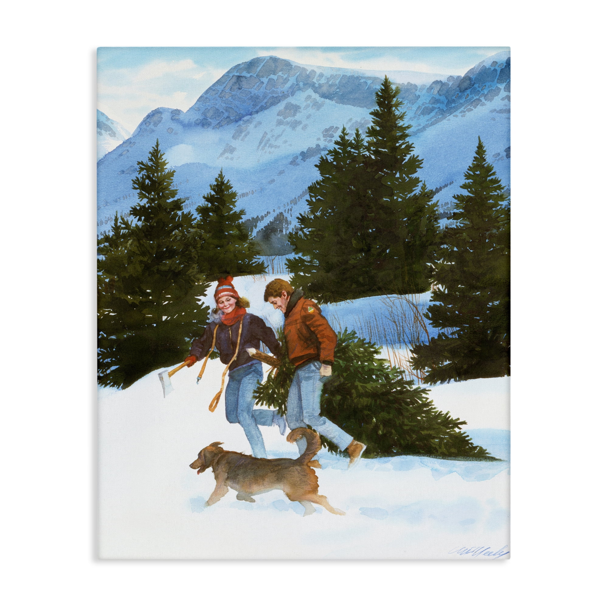 Couple Bringing Home Tree Canvas Wall Art, design by Wind River Studios