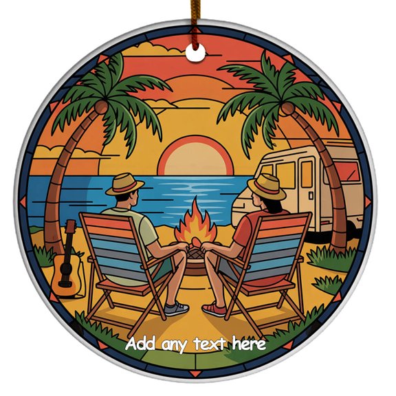Couple Camping on the Beach Ornament Unique Personalized Ornament for Happy Camping Memories, Family or Friends, Christmas 2025