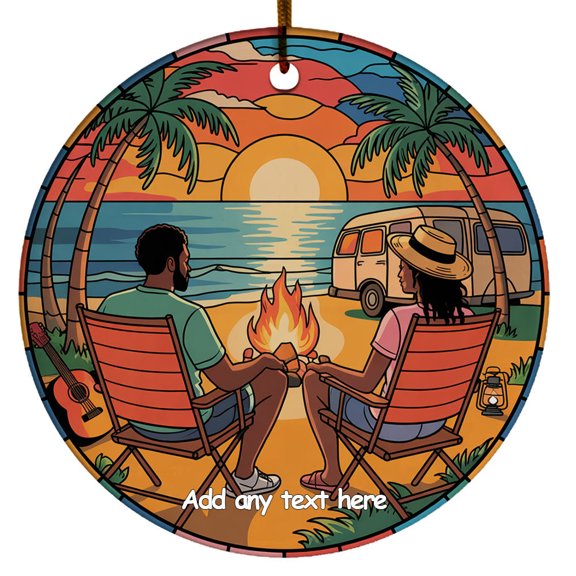 Couple Camping on the Beach Ornament Unique Personalized Ornament for Happy Camping Memories, Family or Friends, Christmas 2025