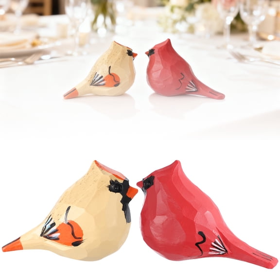 Couple Cardinal Figurines, 2PCS Small Cardinal Figurines, Loving Cardinals Present for Couple, Carved Bird Figurine Decor for Home and Outdoor Display