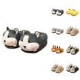 thumbnail image 1 of Couple Cartoon Animal Slippers With Padded Heels Winter Warm Indoor Floor Shoes, 1 of 7