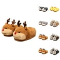 thumbnail image 1 of Couple Cartoon Animal Slippers With Padded Heels Winter Warm Indoor Floor Shoes, 1 of 7