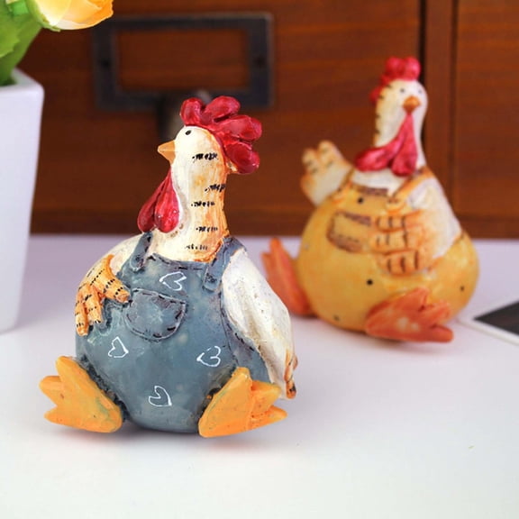 Couple Chicken Resin Statues, 6-7cm Decorative Figurines for Tabletop Car Dashboard Romantic Gift for Girlfriend Lover Home Office Display